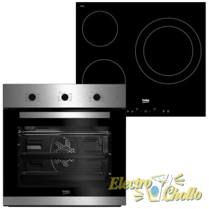 Conjunto de Vitrocerámica de Tres Fuegos y Horno Beko BBSE12120XD Inox